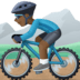 🚵🏿‍♂️ man mountain biking: dark skin tone display on Facebook